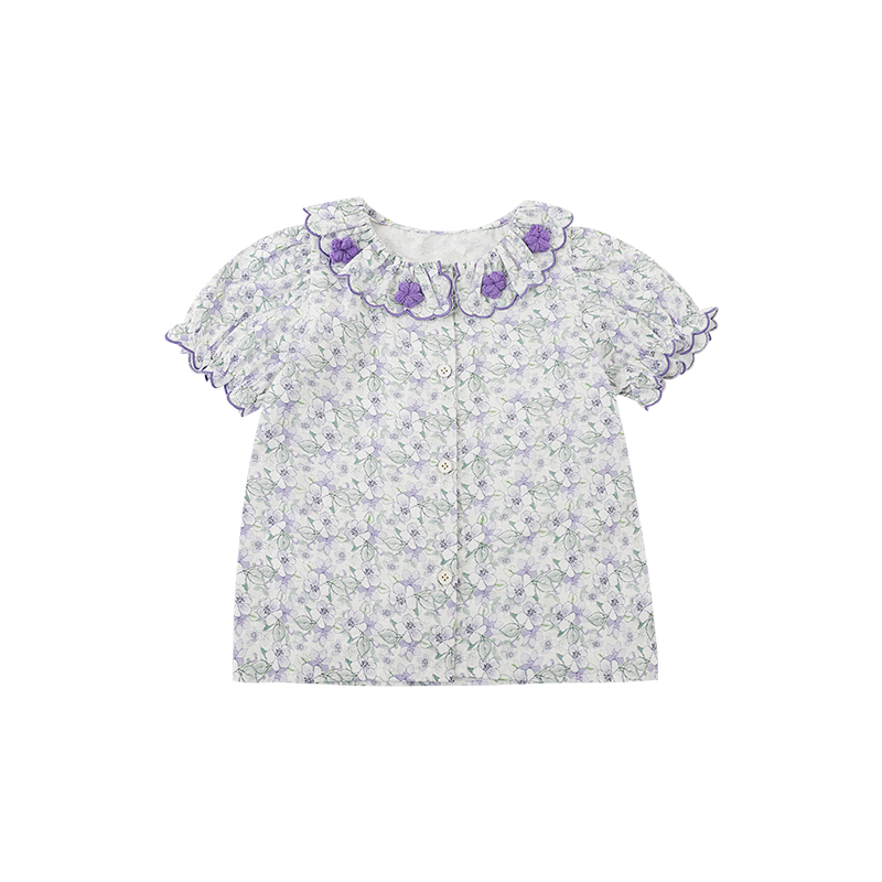 Children Shirt Button Lace Girls Shirt 100% Cotton