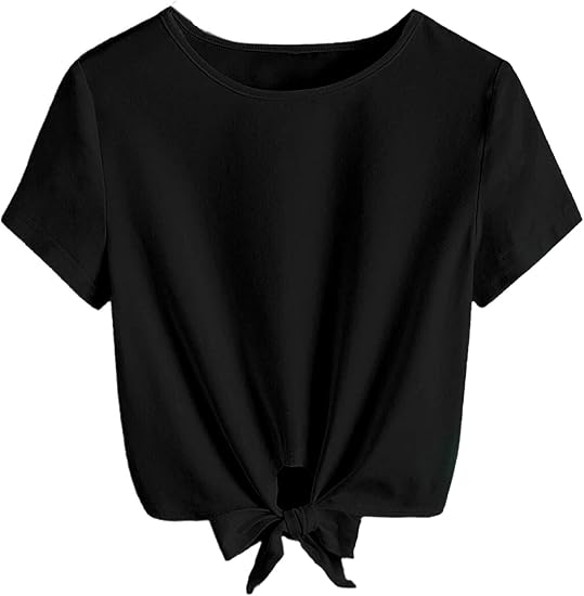 Girls Short Long Sleeve Shirt Casual Front Knot Tops Tee Blouse