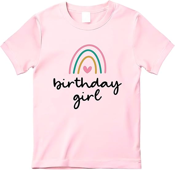 Birthday Girl Rainbow Cute Girls Soft Cotton Top Tees