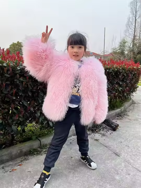 Mongolian Fur Jacket Winter Warm Children Real Fur Coat - Image 4