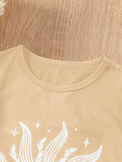 Graphic Tees Floral Print Short Sleeve Round Neck T Shirts - Image 3