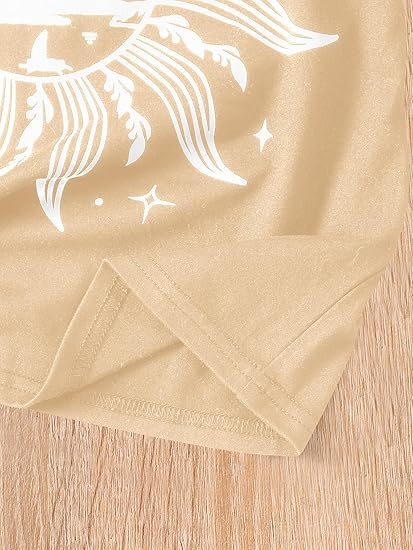 Graphic Tees Floral Print Short Sleeve Round Neck T Shirts - Image 5